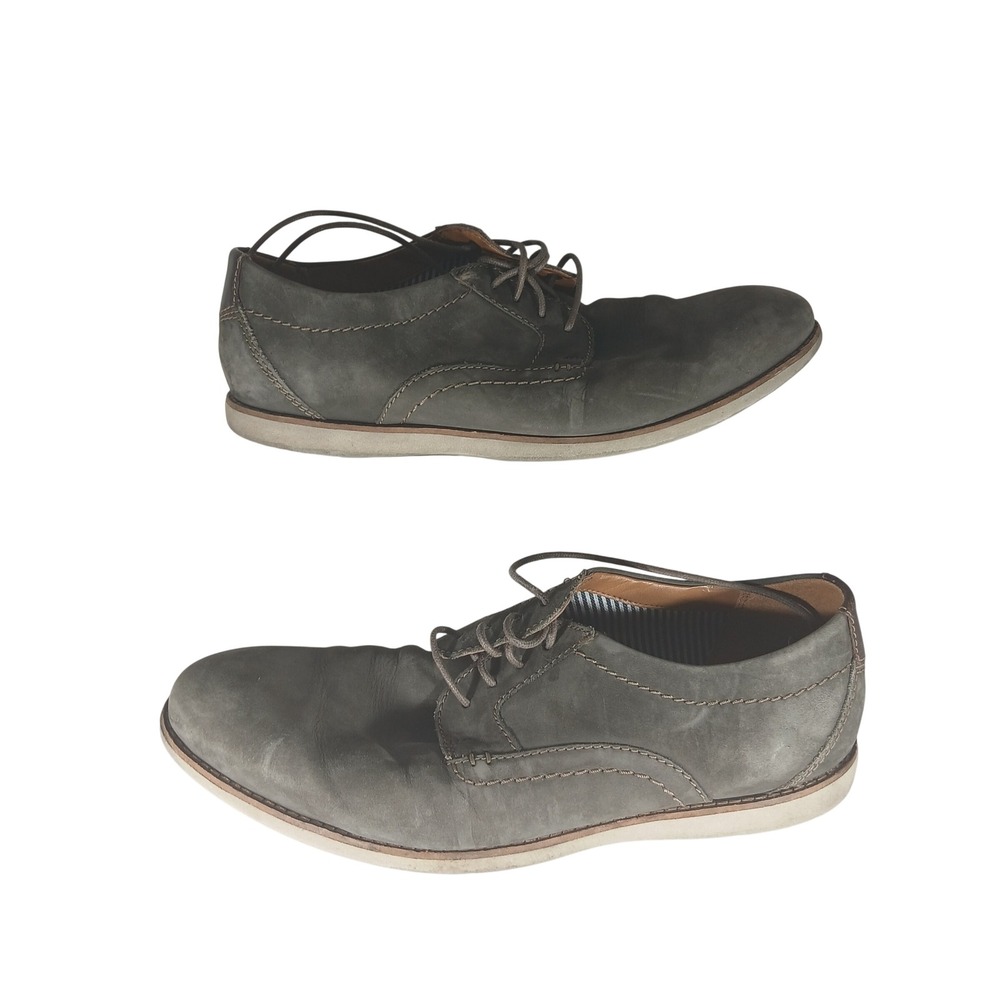 Clarks Collection Mens Oxford Shoes Size 9.5 Grey Leather Ultimate Comfort Dress